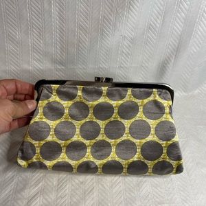 Silky evening hand bag, gray and green, signed BEP